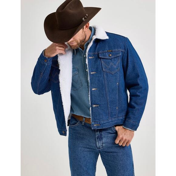 Wrangler Men’s Shearling Lined Jean Denim Jacket Medium Western Cowboy - Picture 1 of 11